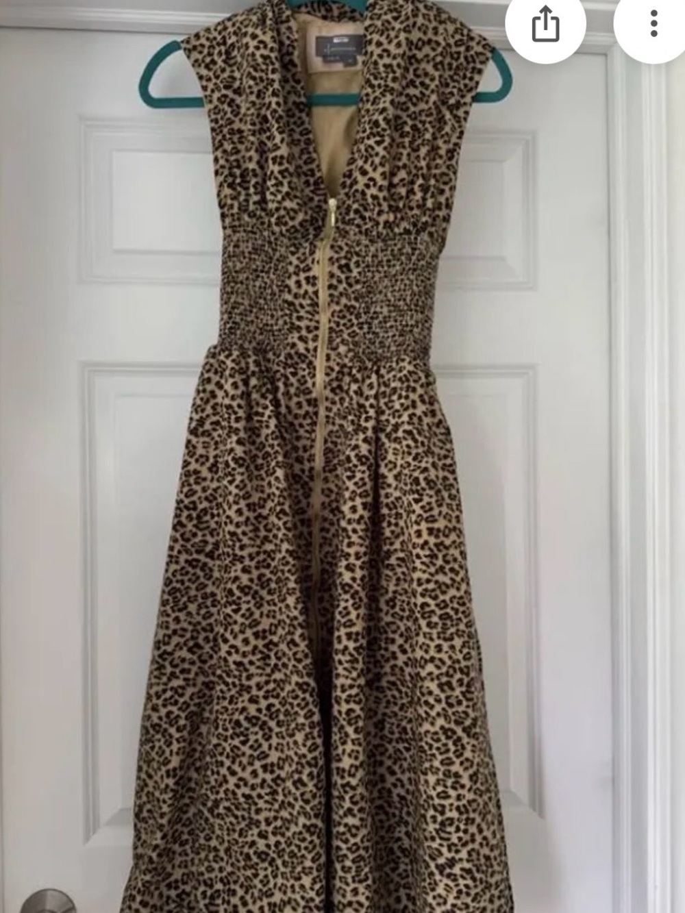 Sleeveless Leopard-Print Midi Dress in Brown - Picture 2 of 5